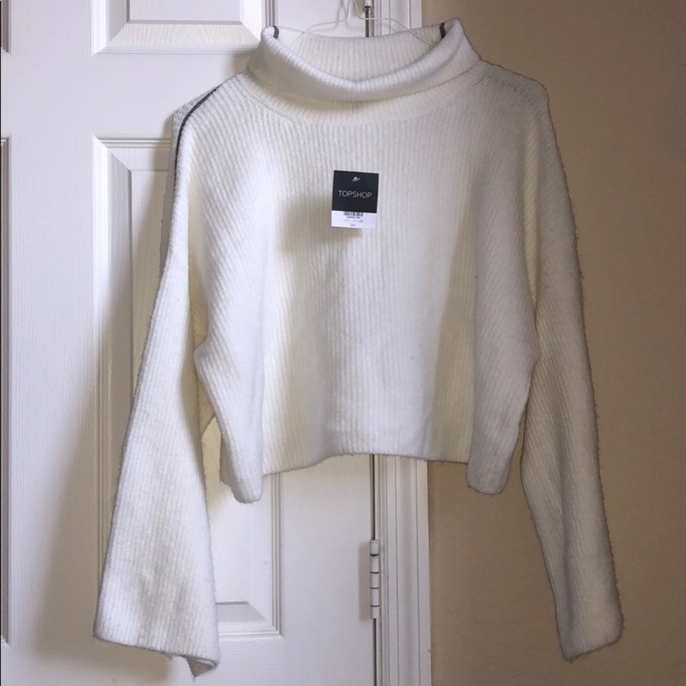 Top shop knit crop top turtleneck NWT